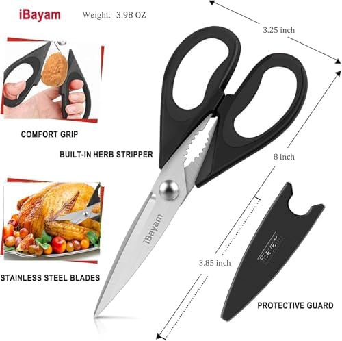 Small Kitchen Scissors 8-inch, iBayam 2 Pack Kitchen Shears All Purpose