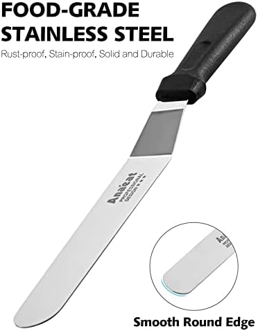 Anaeat Icing Spatula, Professional Cake Angled Offset Spatula with 10" Stainless Steel Blade - Thickened Frosting Knife with Durable Plastic Handle for Cake Decorating, Pastry & Baking