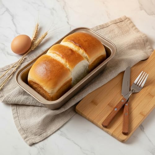 6 Pack Carbon Steel Bread Loaf Pans for Baking, Gold, 6 x 3 Inch