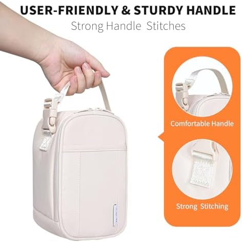 NOL Small Insulated Snack Bag Mini Freezable Cooler Pouch 3L fit 3 Cans | Wide-Mouth 6hours Cool & Warm Lightweight Leakproof Nylon Box for Work Travel Cream