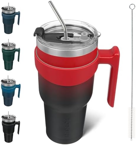BJPKPK 40 oz Tumbler with Handle & Straw, Insulated Stainless Steel Mug