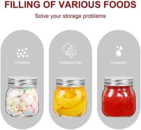 Glass Mason Jars, 8oz Regular Mouth Canning Jar with Airtight Lids, 8 Pack