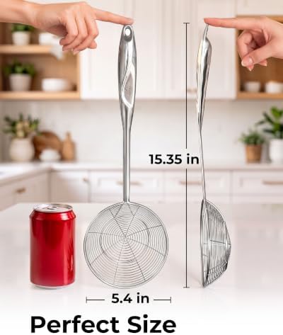 Zulay Kitchen Stainless Steel Skimmer Strainer Ladle