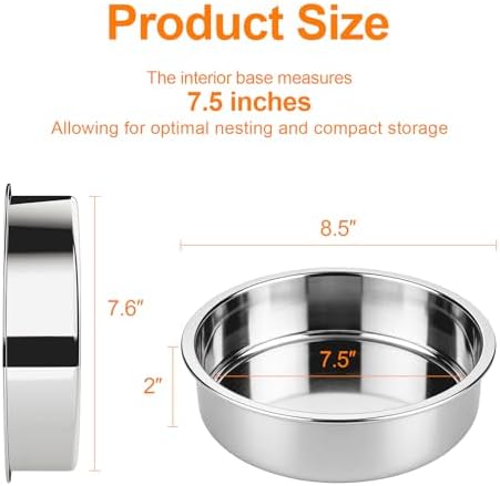 tifanso 3PCS 8" Round Stainless Steel Even Heating Cake Pans for Baking