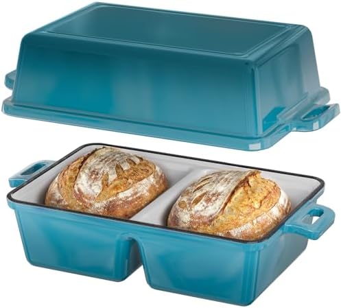 Double Dutch Oven for Sourdough Bread Baking, Enameled Cast Iron Dutch Oven