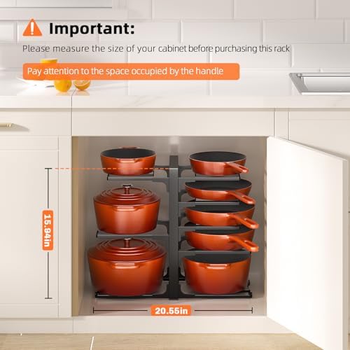 MUDEELA 8-Tier Pots and Pans Organizer under Cabinet, 15.9" H Heavy-duty