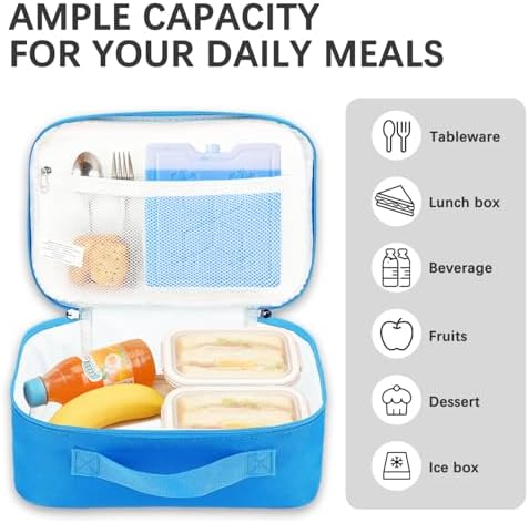 FlowFly Kids Lunch box Insulated Soft Bag Mini Cooler Back to School Thermal Meal Tote Kit for Girls, Boys, Blue