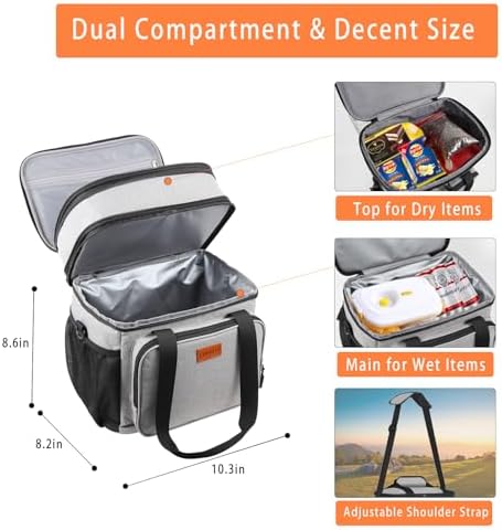GLENKEY Expandable Lunch Box Insulated Leakproof Cooler Bag Work Outdoor