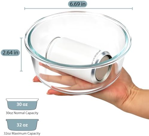 4 Cup/32oz Borosilicate Glass Meal Prep Containers with Vented Lids, 4 PACK