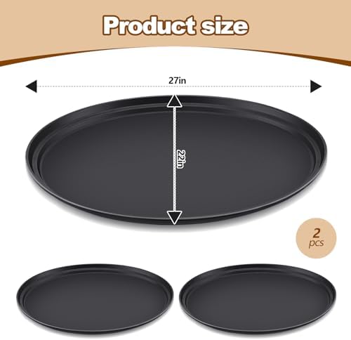 FillTouch 2 Pcs Restaurant Serving Trays Oval, 27 x 22 Inch, Black