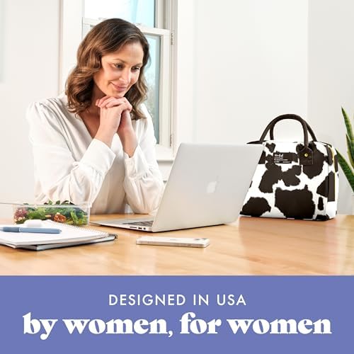 Fit & Fresh Bloomington Lunch Bag for Women - Insulated Large Lunch Box for Work with Containers, Leak-Resistant, Stain-Resistant, Zipper Closure Cowhide Brown on Brown