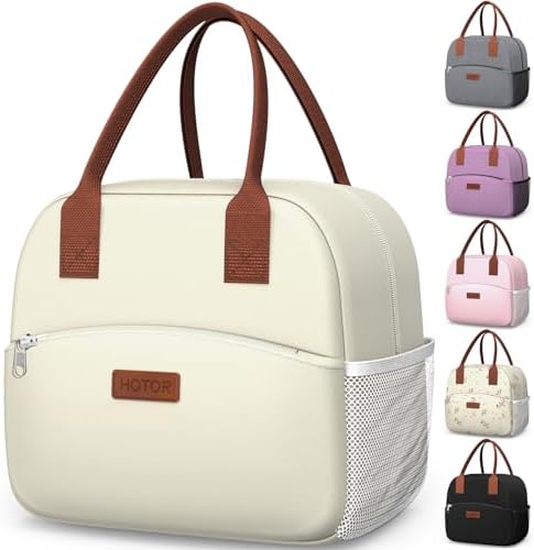 HOTOR Lunch Bag Women Men Insulated Lunch Box Beige 10L
