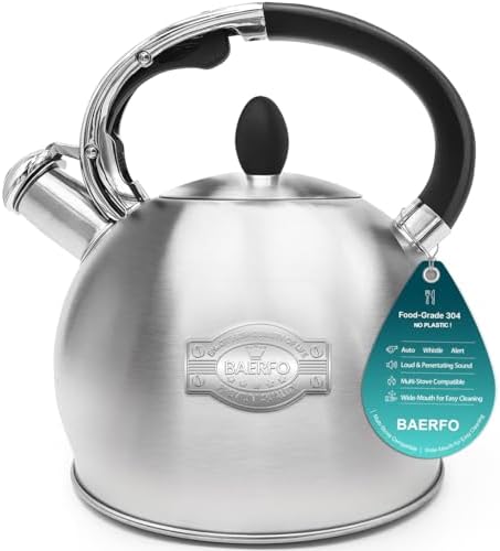 Whistling Stovetop Tea Kettle, 2.64 Qt 304 Stainless Steel （Brushed）