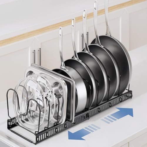 ORDORA Expandable Pots and Pans Organizer under Cabinet with 10 Dividers