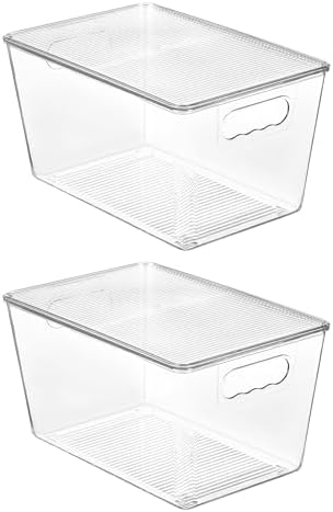 Vtopmart 2 Pack Clear Stackable Storage Bins with Lids and Handles, Large