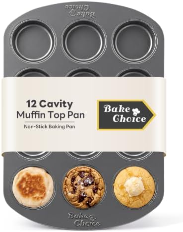 Bake Choice Muffin Top Pan, 12 Cavity Baking Pan for Muffin Tops, Non-Stick
