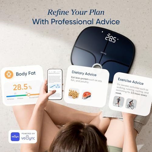 Etekcity Rechargeable Smart Scale for Body Weight, FSA Eligible, Black