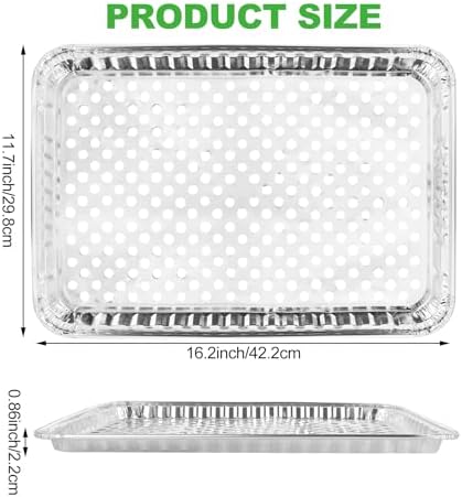 ABuff 20 Pack Disposable Aluminum Foil Grill Topper Pans with Holes, Perforated Grill Grate Liners Trays for Outdoor Grills, BBQ Grill Accessories for Outdoor Cooking and Camping, 16.2 x11.7 Inch