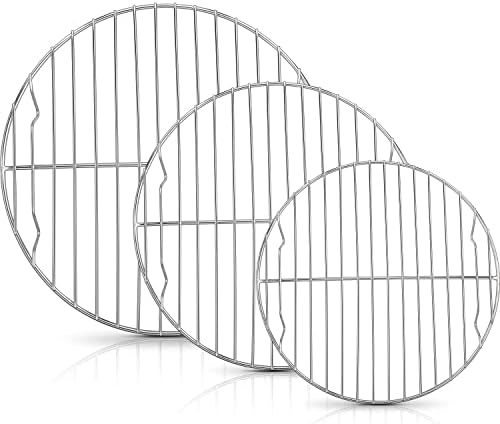 Herogo Round Baking Rack Set of 3, 10.6” & 9” & 7.6”, Stainless Steel Cooling Cooking Racks, Grill Steamer for Oven Pot Air Fryer Canning, Rust Free, Dishwasher Safe