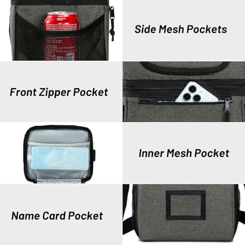 MIER Insulated Lunch Box Bags for Men Women, Dual Compartment, Grey