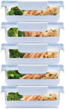 Ello Duraglass Refresh 3.4 Cup Meal Prep Containers, 10 Pc, Halogen Blue