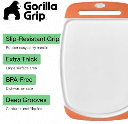 GORILLA GRIP BPA-Free Reversible Cutting Board, Set of 3, Lime Orange Lemon