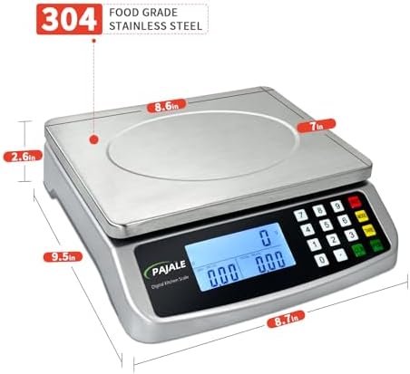 Large Food Scale 110 lb, Commercial Kitchen Scale 50kg with Price Computing, 0.05oz/1g, 304 Stainless Steel Digital Scale for sourdough Bread Baking Cooking Meat Restaurant Vegetables Farm