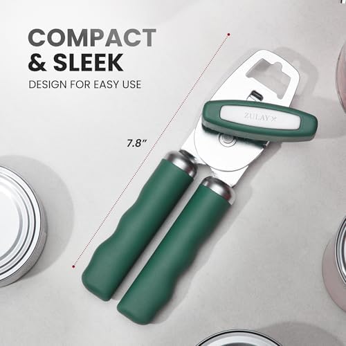 Zulay Kitchen Manual Can Opener Heavy Duty Patented Stainless Steel, Pine