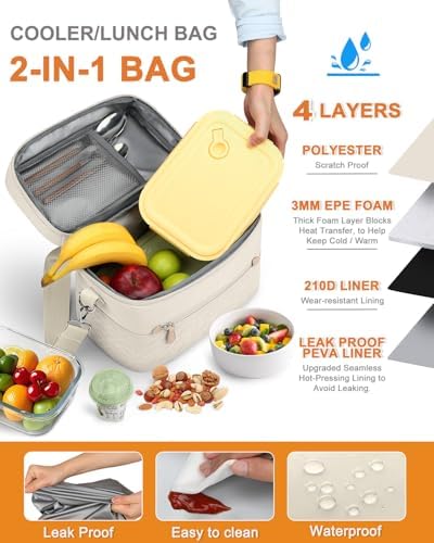Capolo Lunch Bag for Women Men Insulated Lunch Tote Leakproof Lunchbox Bags