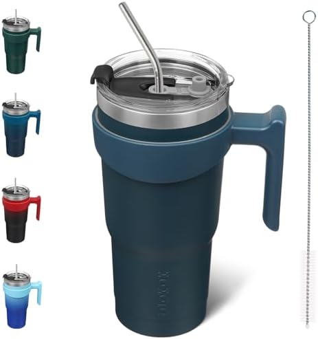 BJPKPK 20 oz Tumbler with Handle & Straw, Insulated Stainless Steel Mug