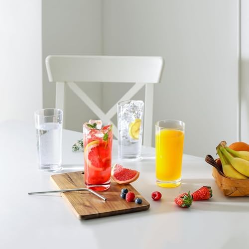 Highball Glasses Set of 6, 16oz Tall Drinking Glasses, Water Glass Cups Set