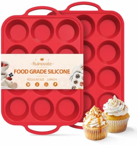 Silicone Muffin Pans for Baking, 12-Cup Nonstick Cupcake Pan