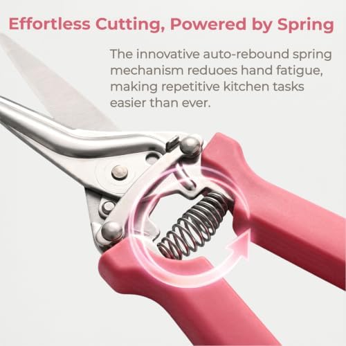 Heavy Duty Poultry Bone Shears,Spring Loaded Kitchen Shears,Stainless Steel丨Safety Lock丨Dishwasher Safe, All Purpose Kitchen Scissors for Chicken, Meat Cutting, Turkey ，Red
