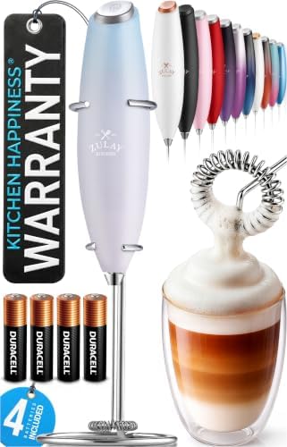 Zulay Kitchen Powerful Milk Frother Wand With Duracell Batteries - Ultra Fast Handheld Drink Mixer - Electric Whisk Foam Maker for Coffee, Lattes, Cappuccino & Matcha - Z1 Motor - Cloud