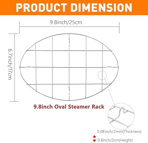 TamBee 9.8 Inch Oval Cookie Cooling Rack, 304 Stainless Steel Thickened Cooling Rack, 0.8 Inch Height Heavy Duty Cookware for Baking, Cooking & Food Cooling, 1 Piece