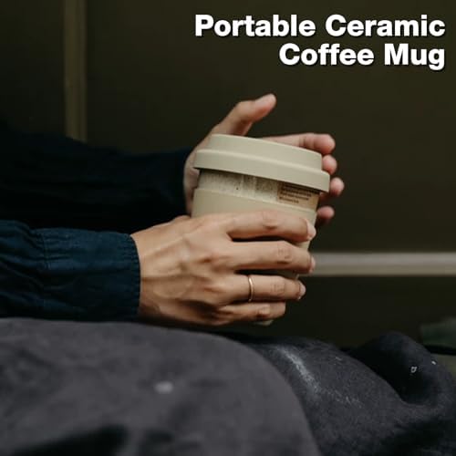 2 Pack Ceramic Travel Mugs with Silicone Lids, 15 oz Portable Coffee Mug Travel Unique To Go Mug, Reusable Coffee Cups with Non-Slip Sleeve, Cappuccino,Tea,Latte,Iced Coffee Cups, Dishwasher Safe