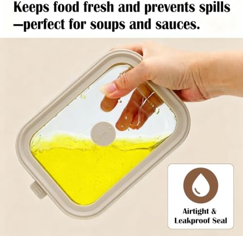 21 oz Glass Meal Prep Containers with Glass Lids, 6 Pack
