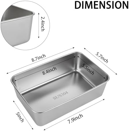 AKOLAFE 8 Pack Stainless Steel Loaf Pan 8.5 x 5.5 Inch Banana Bread Pan for Homemade Bread Loaf Pans for Baking Bread Tin Sourdough Bread Baking Pan Metal Sandwich Loaf Bread Pans for Meatloaf, Cake