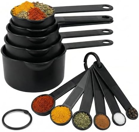 11 Pcs Measuring Cups And Spoons Set - Plastic Nesting For Dry Liquid Ingredients Engraved Markings Kitchen Baking