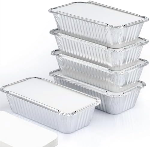 (110 Pack Aluminum Loaf Pans with Lids, Disposable Bread Tins for Baking, Lunch Containers, Single Serve Baking Dishes - Foil Loaf Pans, Aluminum Bread Pans (7.8 x 4.3 x 2 Inches)