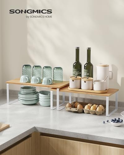 SONGMICS Cabinet Organizer Shelf, Set of 2 Spice Rack, Kitchen Storage