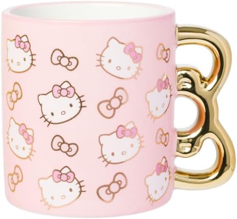 Silver Buffalo Sanrio Hello Kitty Pink Gold, 3D Sculpted Handle Mug, 20oz