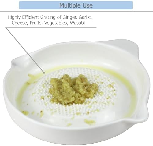 EIKS Ceramic Ginger Grater Plate, Grinding Dish, Kitchen Cooking Prep Tool