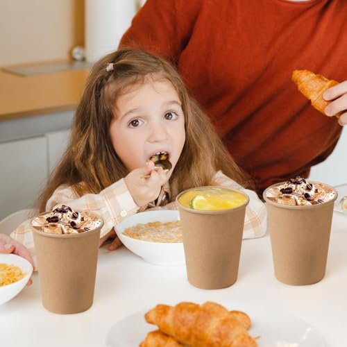 BYSNOW 100 Pack 12 oz Kraft Paper Cups, Disposable Coffee Hot Water Cups