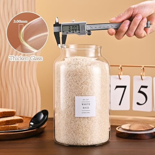 2 Pack Large Glass Storage Jars with Airtight Bamboo Lids, 95 FL OZ/2800 ml, Perfect for Kitchen Counter & Pantry Storage – Ideal for Flour, Sugar, Coffee, Rice, Nuts and More，