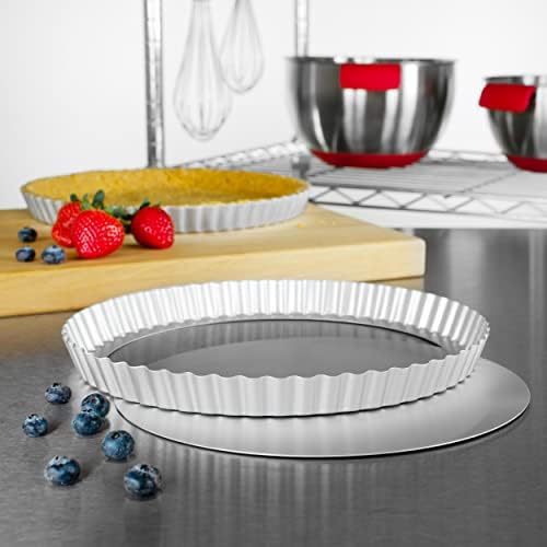 Fat Daddio's PFT-11 Round Fluted Tart Pan, 11 x 1 Inch