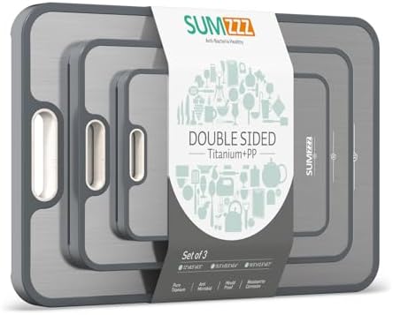 Titanium Cutting Board, Double Sided Food Grade Pure Titanium/PP, Cutting Board for Kitchen, Easy to Clean Large Size [18”*12.5”+15.5”*10.5”+12”*8.5”]