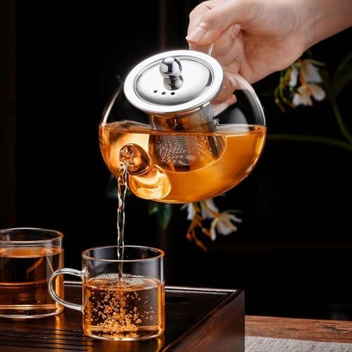 PARACITY Tea Pot for Stove, 20 oz Stovetop Clear Glass Teapot with Infuser