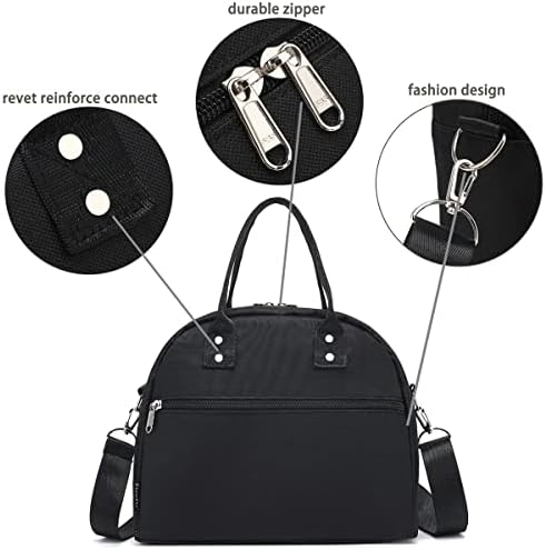 FlowFly Insulated Lunch Bag With Shoulder Strap for Women, Men, and Kids, Large and Reusable, Handle, Freezable Work and School Travel Tote and Meal Prep Organizer (Black)