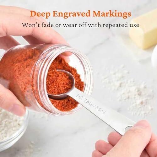 9PCS Measuring Spoons Set, 1 tbsp, 1/2 tbsp, and 1-1/16tsp Stainless Steel Teaspoon Measuring Spoons for Cooking Baking Spice Jars and Liquid Ingredients